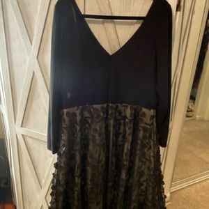 X-SCAPE fancy organza overlay black knee-length